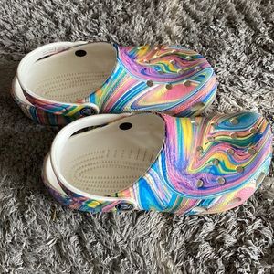 Crocks. Tie dye, girls size 3.
